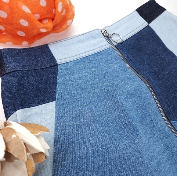 NEW Intermix Luxury Brand Blue Denim Front Zippered Skirt Sz 4 - Picture 13 of 13